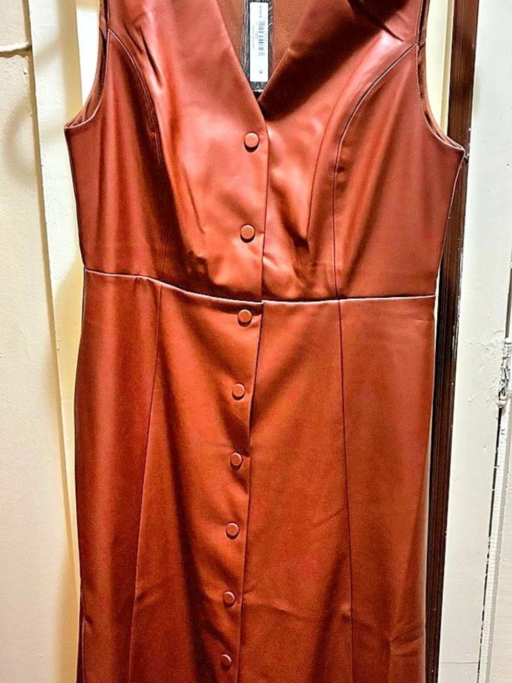 Steve Madden Vegan Leather A-Line Dress Brown Size Medium